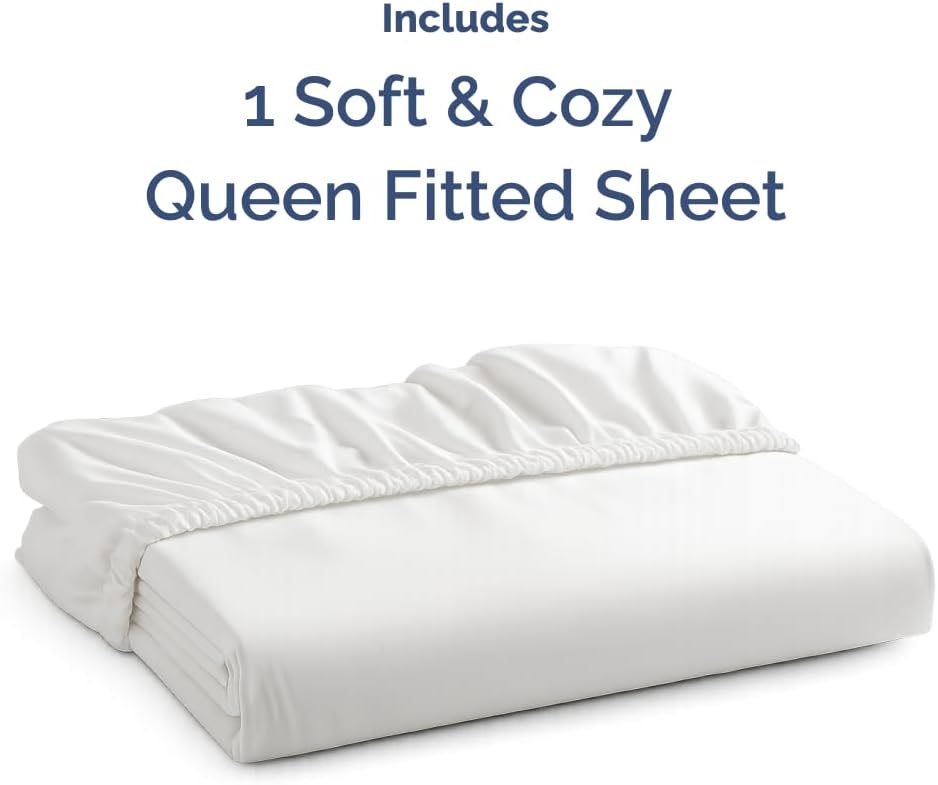 Queen Fitted Bed Sheet - Ultra-Soft Hotel Luxury Bedding with Deep Pockets | Breathable, Cooling & Wrinkle-Free - White