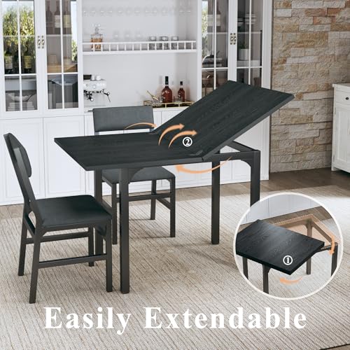 5-Piece Extendable Dining Table Set for 4 with Upholstered Chairs