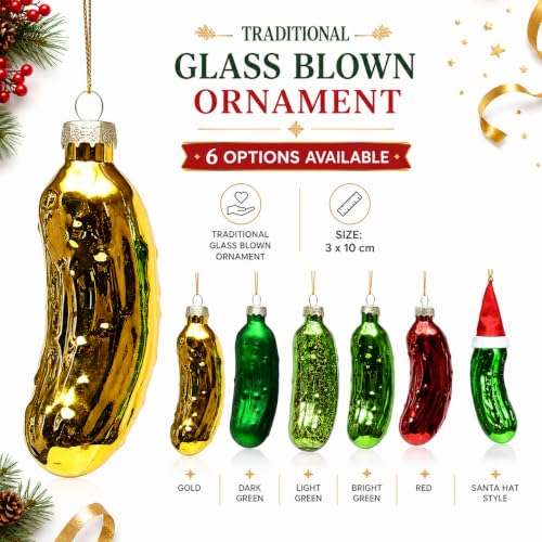 Essivox Traditional Glass Christmas Pickle Ornament - Holiday Tree Decoration, Festive Hanging Xmas Decor (Variant C)