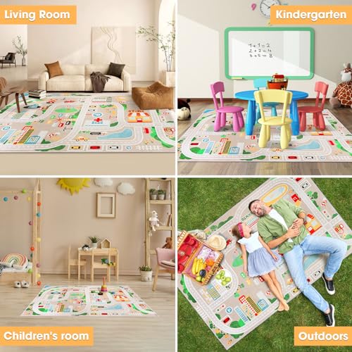 Kids City Road Play Rug - Educational Traffic Map Carpet, 32 x 47 Inch