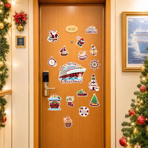 Dazoratix Christmas Cruise Door Magnets Set of 16 - Holiday Nautical Decorations B-16