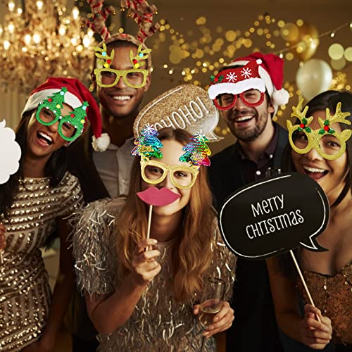 12-Piece Christmas Party Glasses Set for Kids Holiday Photo Booth Props