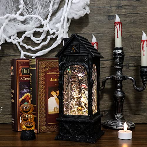 Halloween Ghost Projection Snow Globe Lantern with Timer and Glitter