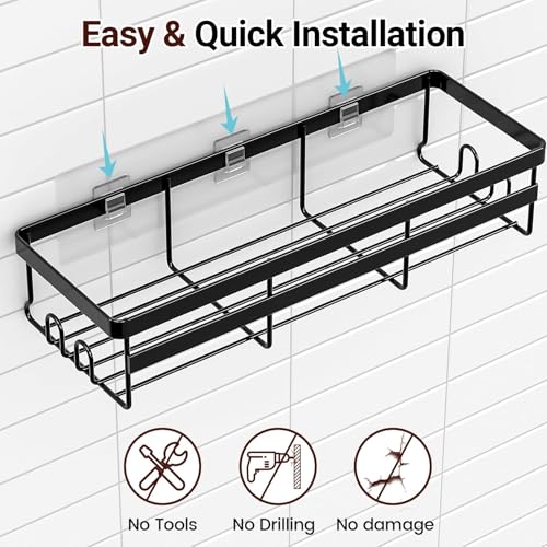 Adhesive Shower Caddy 2 Pack No Drill Stainless Steel Bathroom Shelves