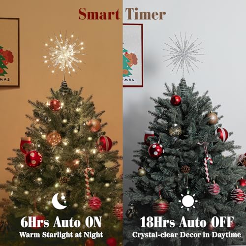 12.2 Inch Lighted Snowflake Christmas Tree Topper with Remote & USB