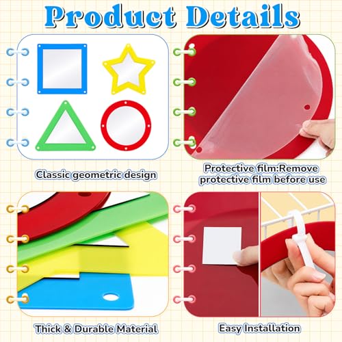 4 Pcs Shatterproof Acrylic Geometry Mirrors for Kids Sensory Wall Decor
