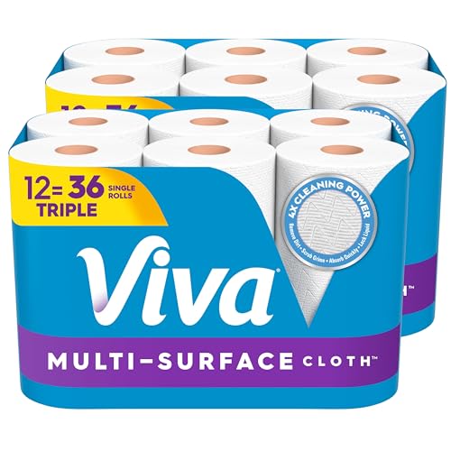 Multi-Surface Cloth Paper Towels - 12 Triple Rolls, 165 Sheets per Roll