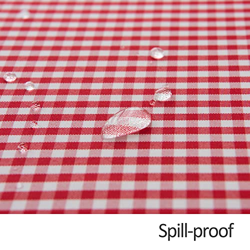 Heavy Weight Checkered Waterproof & Wrinkle-Resistant Tablecloth 120 x 60 Inch Red & White