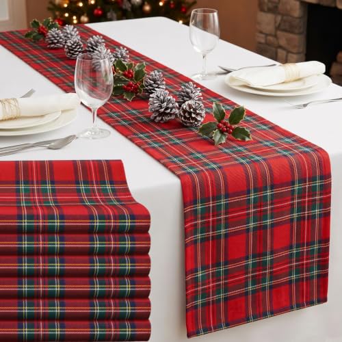 Gilprop 6-Piece Red Christmas Table Runner Set 70.87 x 12.99 in