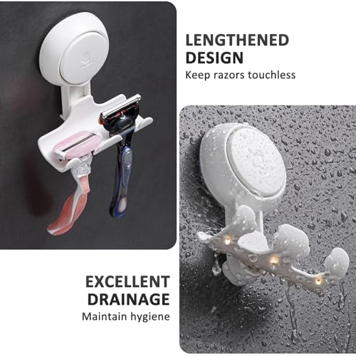 Suction Cup Razor Holder for Shower - 2 Pack Damage-Free Wall Hooks