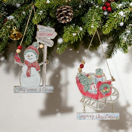 White 2-Pack Christmas Wreath Door Sign Hanging Wall Decor for Holiday Season