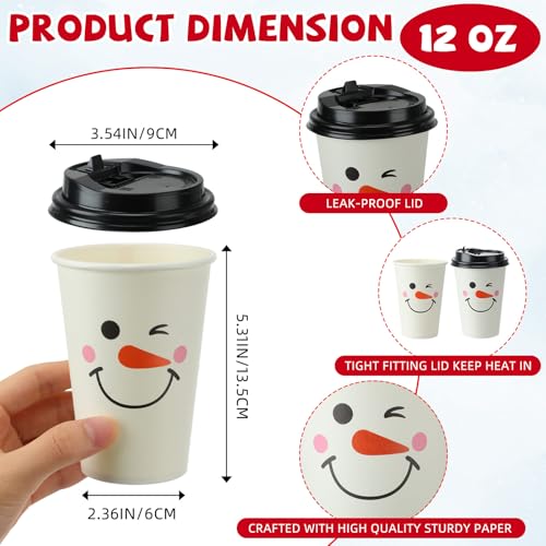 12oz Christmas Snowman Wink Soup Cups with Lids, Tags & Treat Bags - Pack of 150