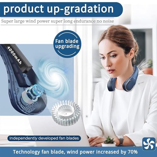Bladeless Rechargeable Neck Fan 4000mAh Portable Personal Fan