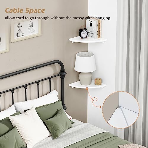 White Corner Floating Shelves, 10-Inch Wall Mounted Wood Shelving Set of 4