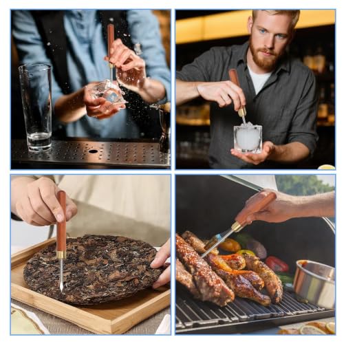 Stainless Steel Ice Pick Set with Wooden Handle & Cover – Bar & Kitchen Ice Breaker Tools