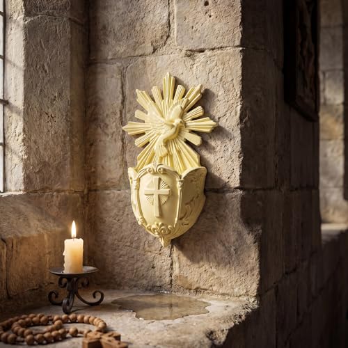 Catholic Holy Spirit Dove Holy Water Font Wall Decor 5.1 Inch Resin Religious Ornament