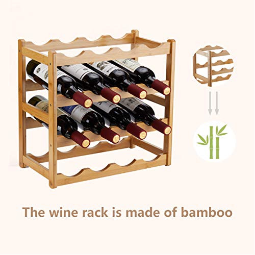 4-Tier Bamboo Wine Rack - Countertop 16-Bottle Storage Shelf