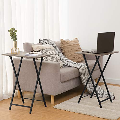 Set of 4 Folding TV Tray Tables with Storage Rack - Industrial Snack Tables