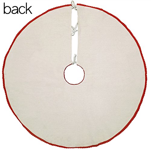 Grelucgo 36-Inch Embroidered Christmas Tree Skirt (Round 36 Inch) for 4–6 ft Tree, Double Thickness