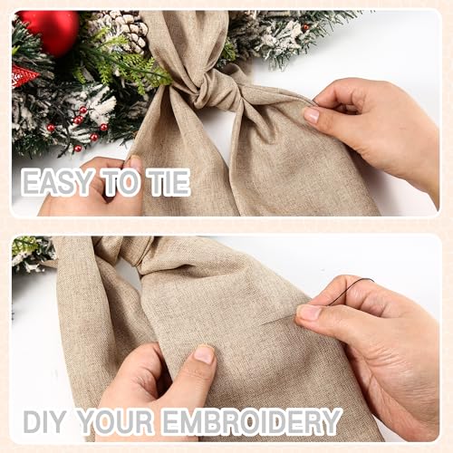 2 Pack Burlap Wreath Sash for Front Door Monogram Embroidery