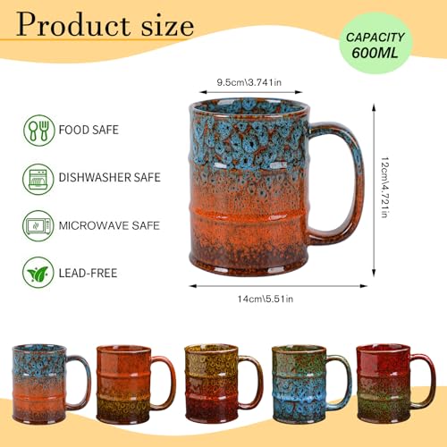 LGQ 20 Oz Ceramic Coffee Mug with Handle - Large Green & Blue Novelty Mug, Dishwasher & Microwave Safe