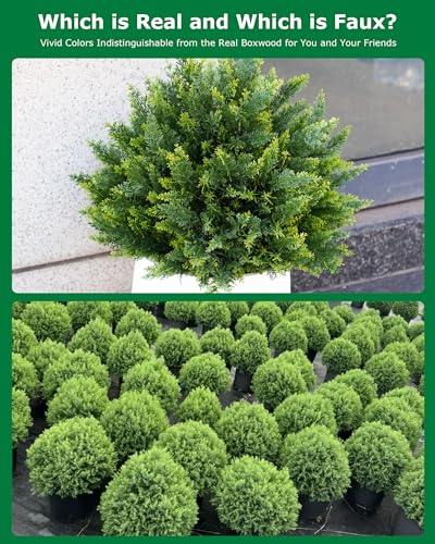27.6-Inch Artificial Cedar Topiary Trees, UV Resistant Faux Pine Shrubs (Set of 2)