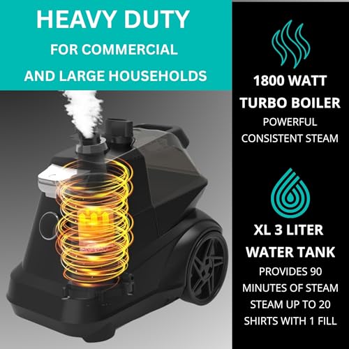 1800W Professional Standing Garment Steamer with 3L Tank & Wheels