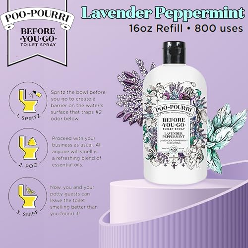 Toilet Odor Eliminator Spray Refill, Lavender Peppermint, 16 Fl Oz