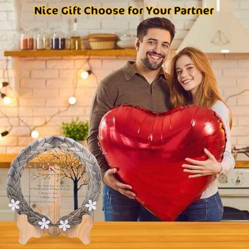 8th Anniversary Crystal Plate with Bronze Wreath and Wood Stand
