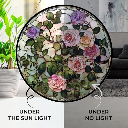 Victorian Rose Stained Glass Suncatcher - Customizable Window Decor