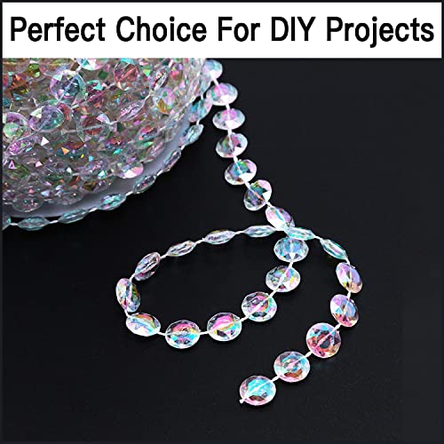 99ft Iridescent Crystal Bead Garland Roll for Christmas Tree & Home Decor
