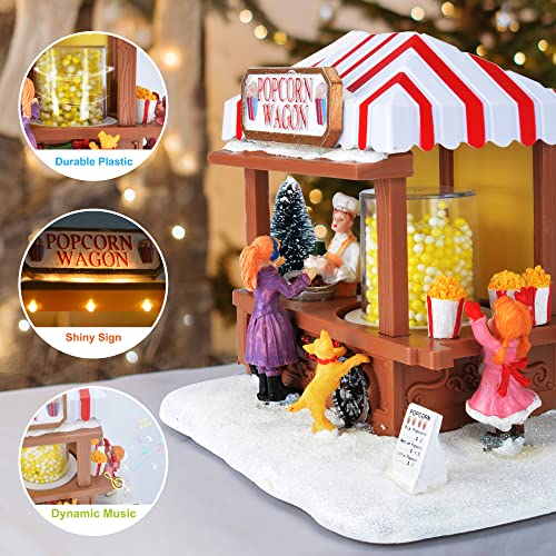 LED Lighted Christmas Village Popcorn Mouse House with Music & Resin Detail