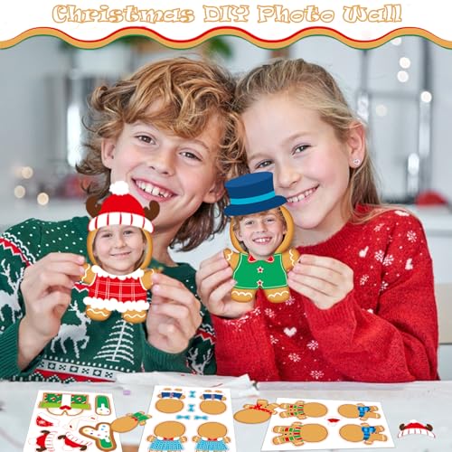Gingerbread Man Bulletin Board Decor Set - DIY Christmas Photo Wall Including Snowflakes & Gifts - Variation of Gingerbread Man Bulletin Board
