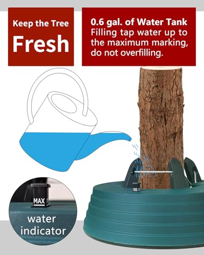 Leejec Christmas Tree Stand with Water Reservoir for 6ft Tree (5.1" Trunk) - Easy Setup, Water Level Indicator