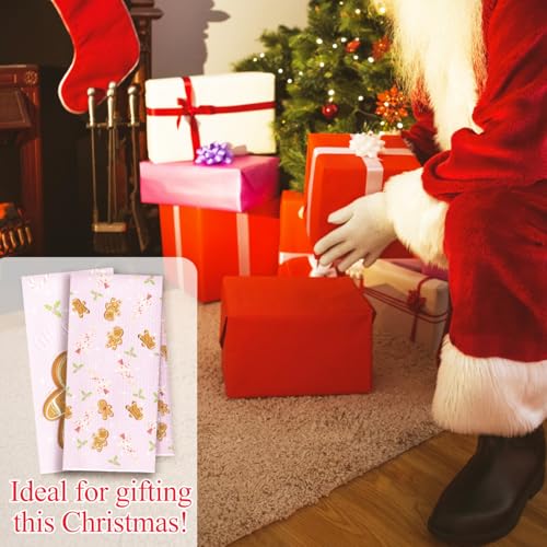 Pink Gingerbread Tree Christmas Kitchen Towels, Cute Dish Tea Preppy