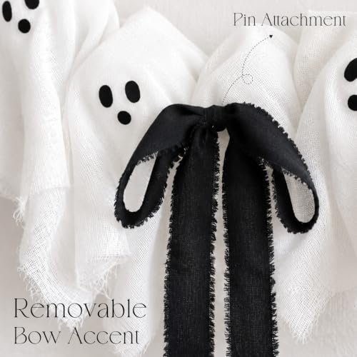 22-Inch Lighted Ghost Wreath with Remote, 8 Modes & Timer