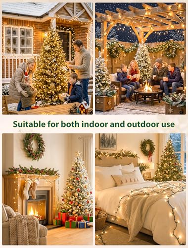 Hopolon 9.8FT 35 Warm White Christmas String Lights with Green Wire – Connectable Incandescent Mini Lights