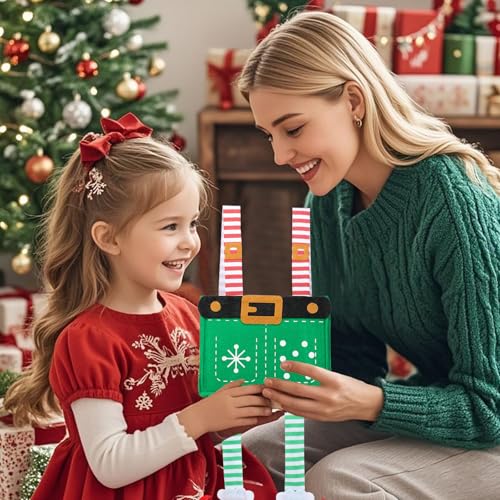 MSQ 6-Pack Green Santa Pants Candy Gift Bags for Christmas & Holiday Gift Giving
