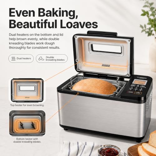 2 lb Bread Maker Machine Bundle with Bread Knife, Measuring Cup, and Cookbook
