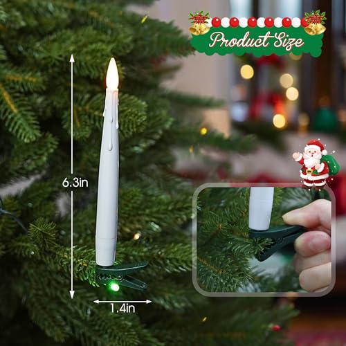 Yunsheng 12Pcs Christmas Tree Flameless Candles with Clips & Remote Timer