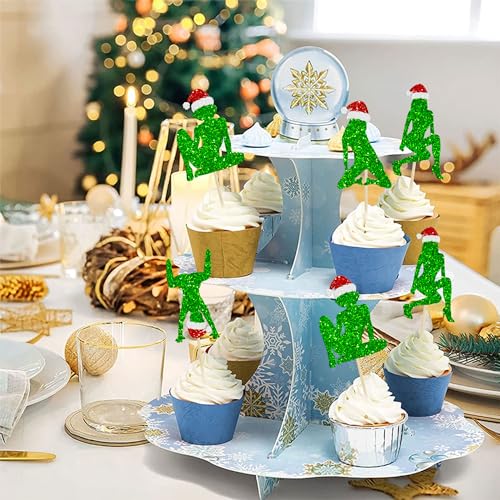 Gyufise Multi 4 Pack Christmas Cupcake Toppers Glitter Ho Ho Ho Party Decorations