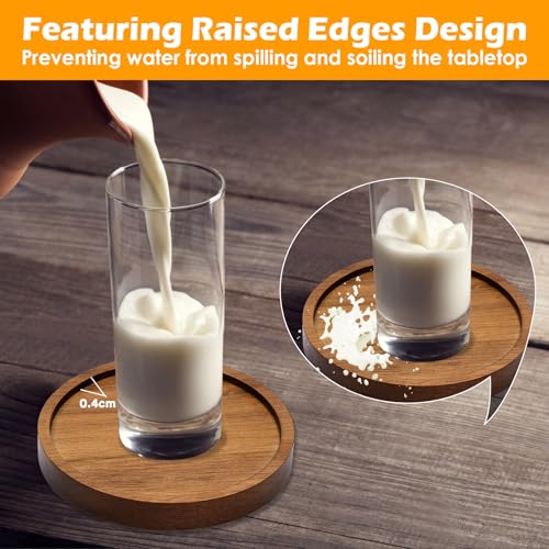 Absorbent Wood Coaster Set with Holder - 4 Piece Drink Coasters