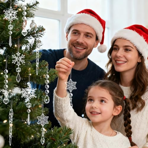 40-Piece Acrylic Snowflake and Icicle Christmas Tree Ornaments Set