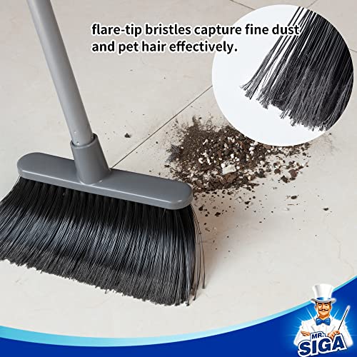 Upright Broom and Dustpan Set with 51.7-Inch Adjustable Long Handle