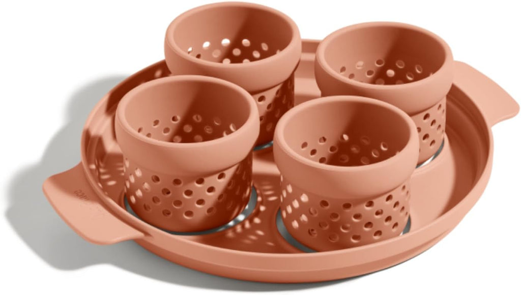 Our Place Silicone Egg Poacher Set - Easy Poaching with Fail-Proof Water Bath Design | BPA-Free, Dishwasher Safe | Includes Sturdy Nylon Platter & Perforated Cups | Spice