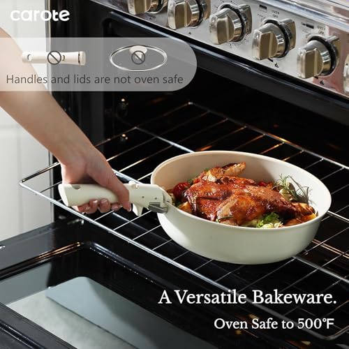 19-Piece Nonstick Pots and Pans Set with Removable Handles, Cream White