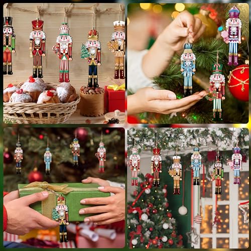 24-Piece Christmas Nutcracker Wooden Ornaments Set for Holiday Tree Decor