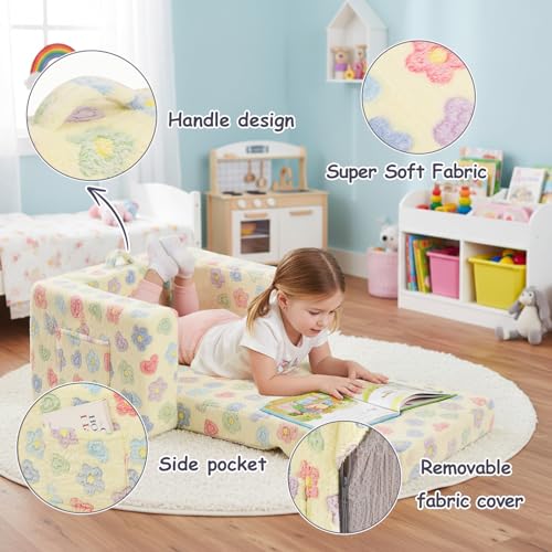 2-in-1 Foldable Kids Sofa and Lounger - Convertible Toddler Armchair