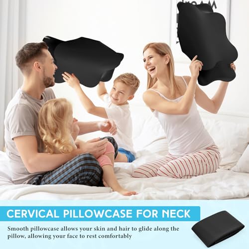 Cooling Cervical Neck Pillowcase, Breathable Satin Zipper Cover for Ergonomic Pillows