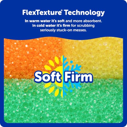 Scrub Daddy Colors Kitchen Sponges - Scratch-Free FlexTexture Dishwashing Sponges (3 Count)